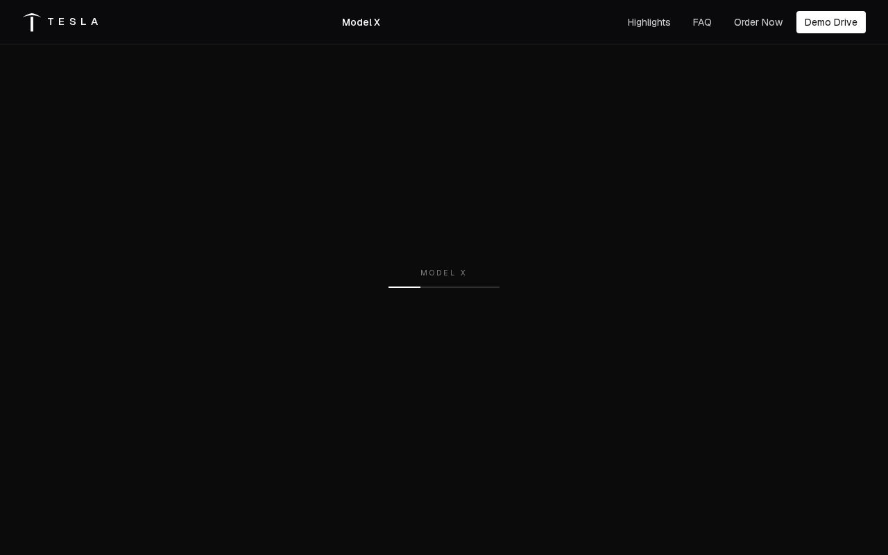 Preview of Interactive Tesla Model X 3D landing page