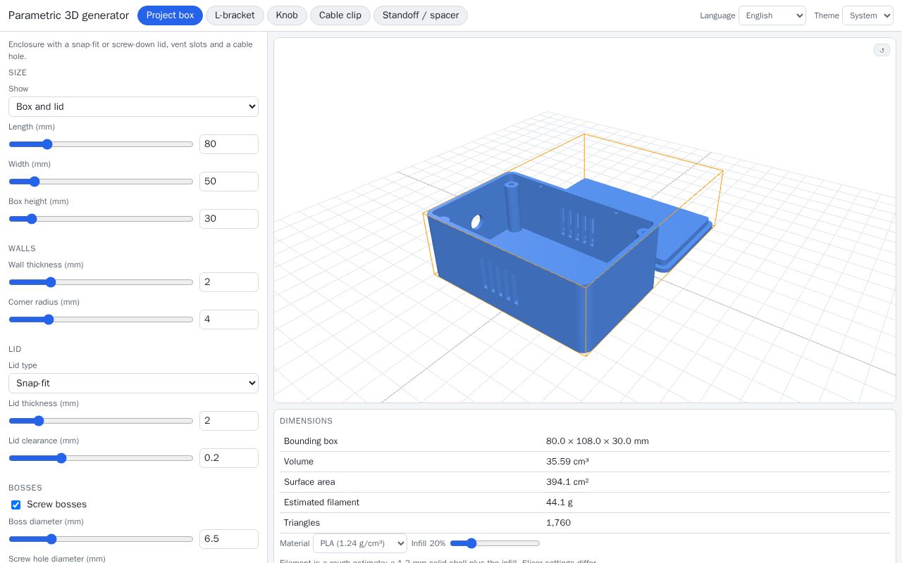 Preview of Parametric 3d Generator