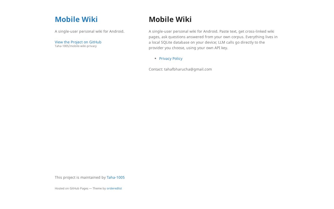 Preview of Public privacy policy for the Mobile Wiki Android app