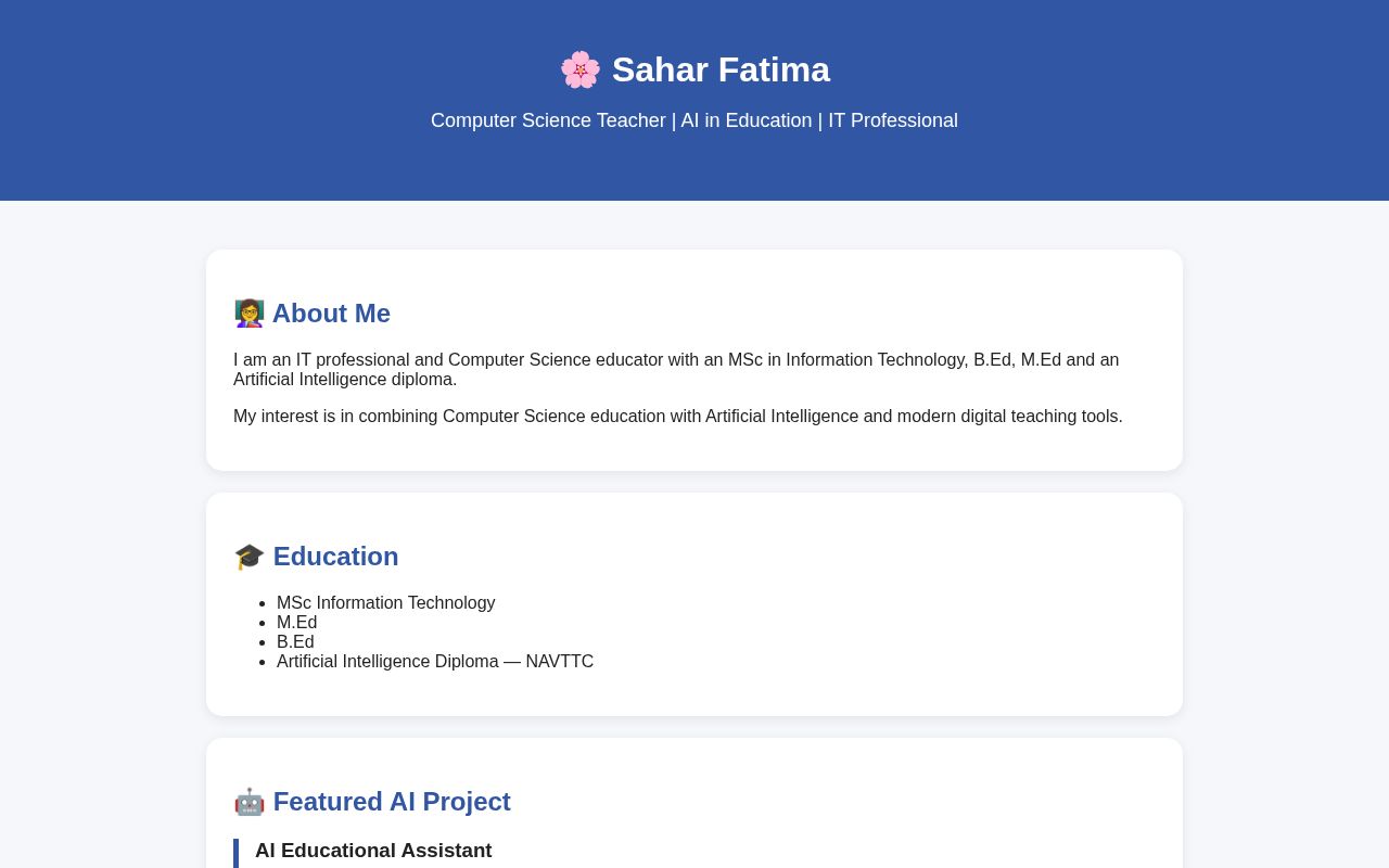 Preview of Sahar AI Educational Assistant