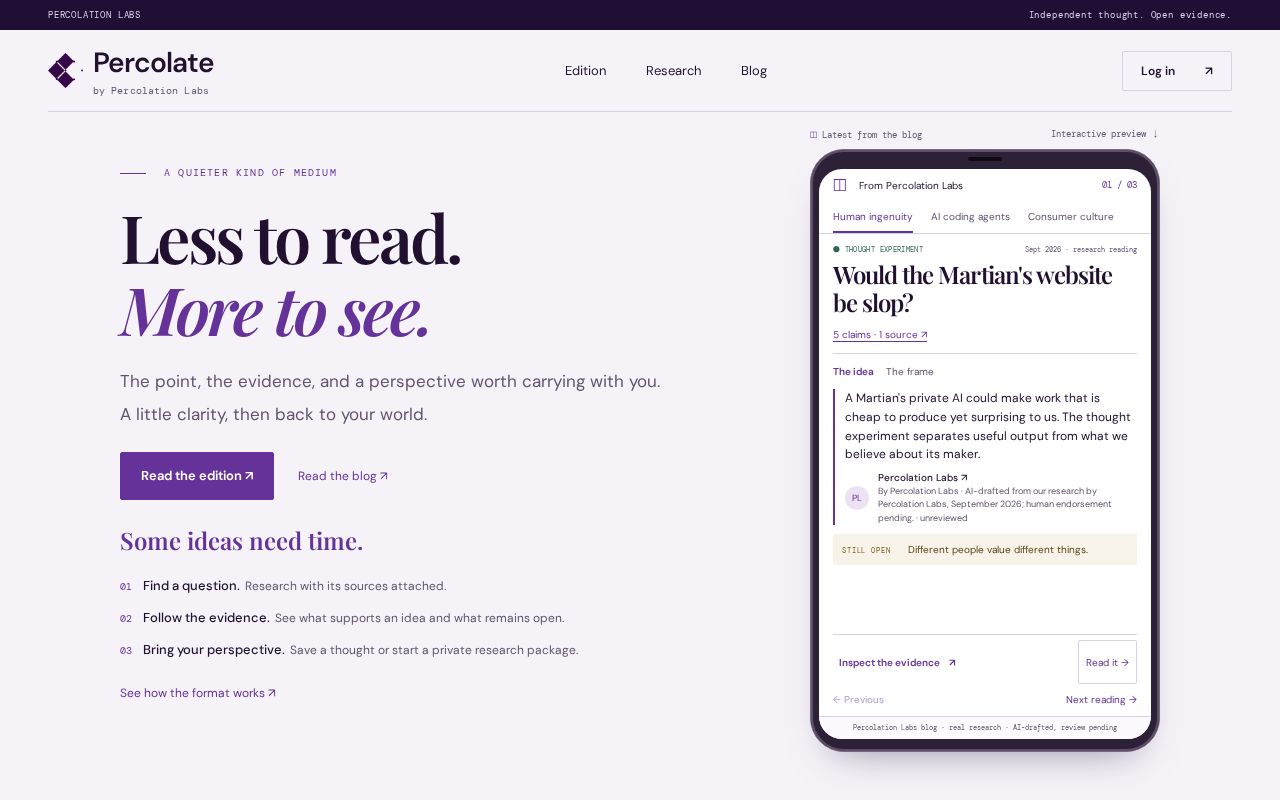 Preview of The Percolate plugin for Claude, Codex and ChatGPT