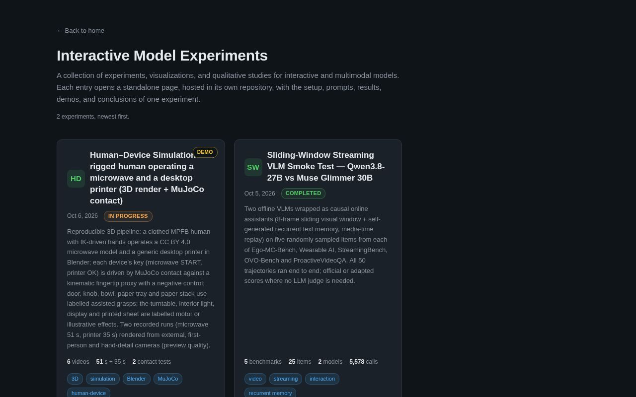 Preview of Interactive Model Experiments