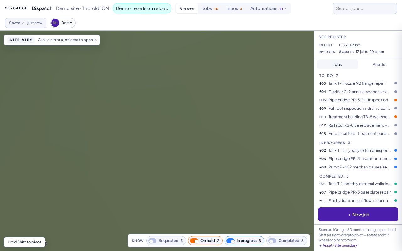Preview of Skygauge Dispatch Demo