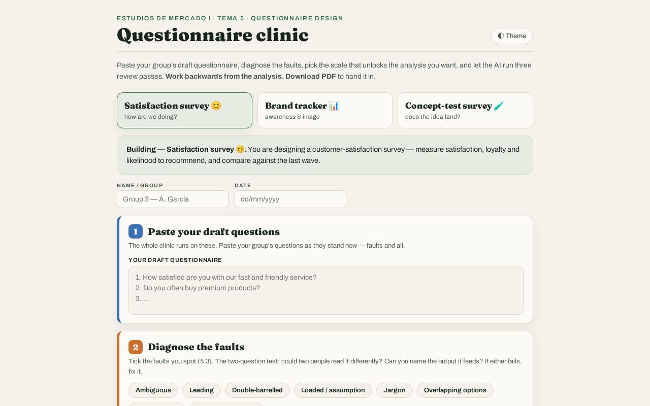 Preview of Questionnaire Clinic