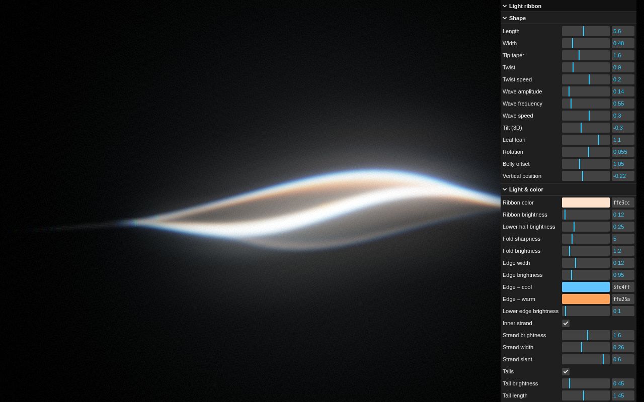 Preview of Light Ribbon Shader