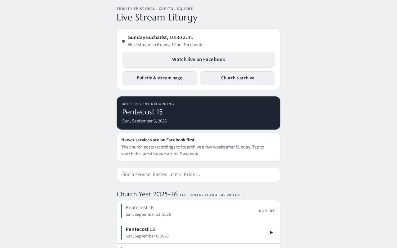 Preview of Trinity Liturgies