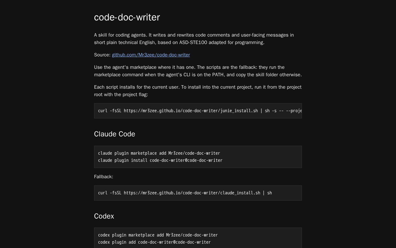Preview of Code Doc Writer