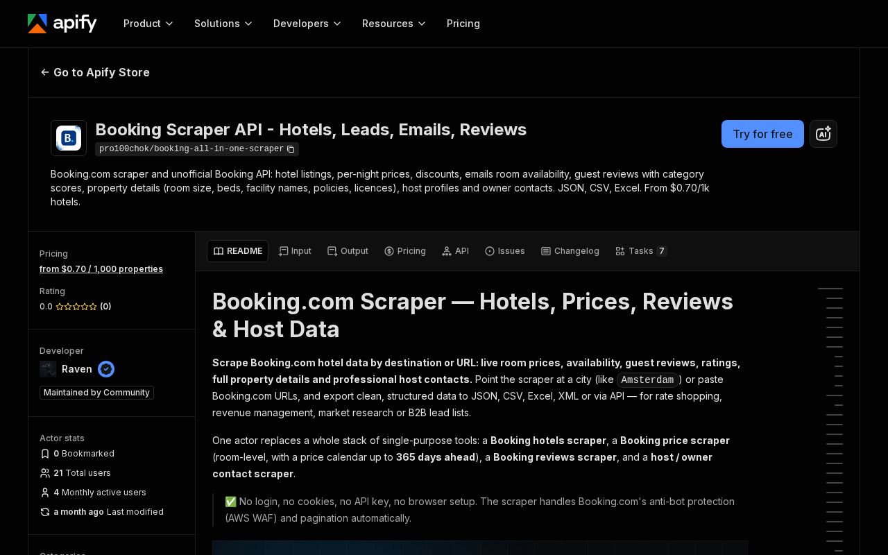 Preview of Booking Com Hotels Prices Reviews Scraper Python