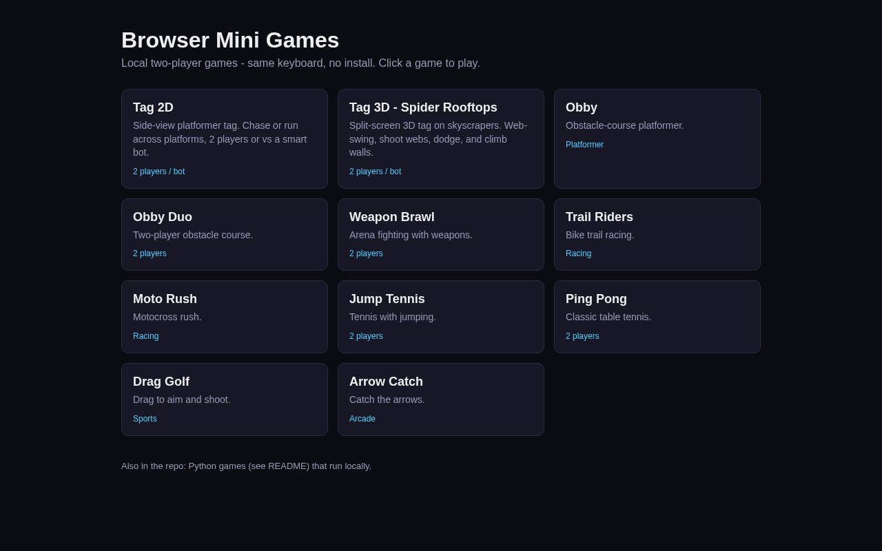 Preview of Browser Mini Games
