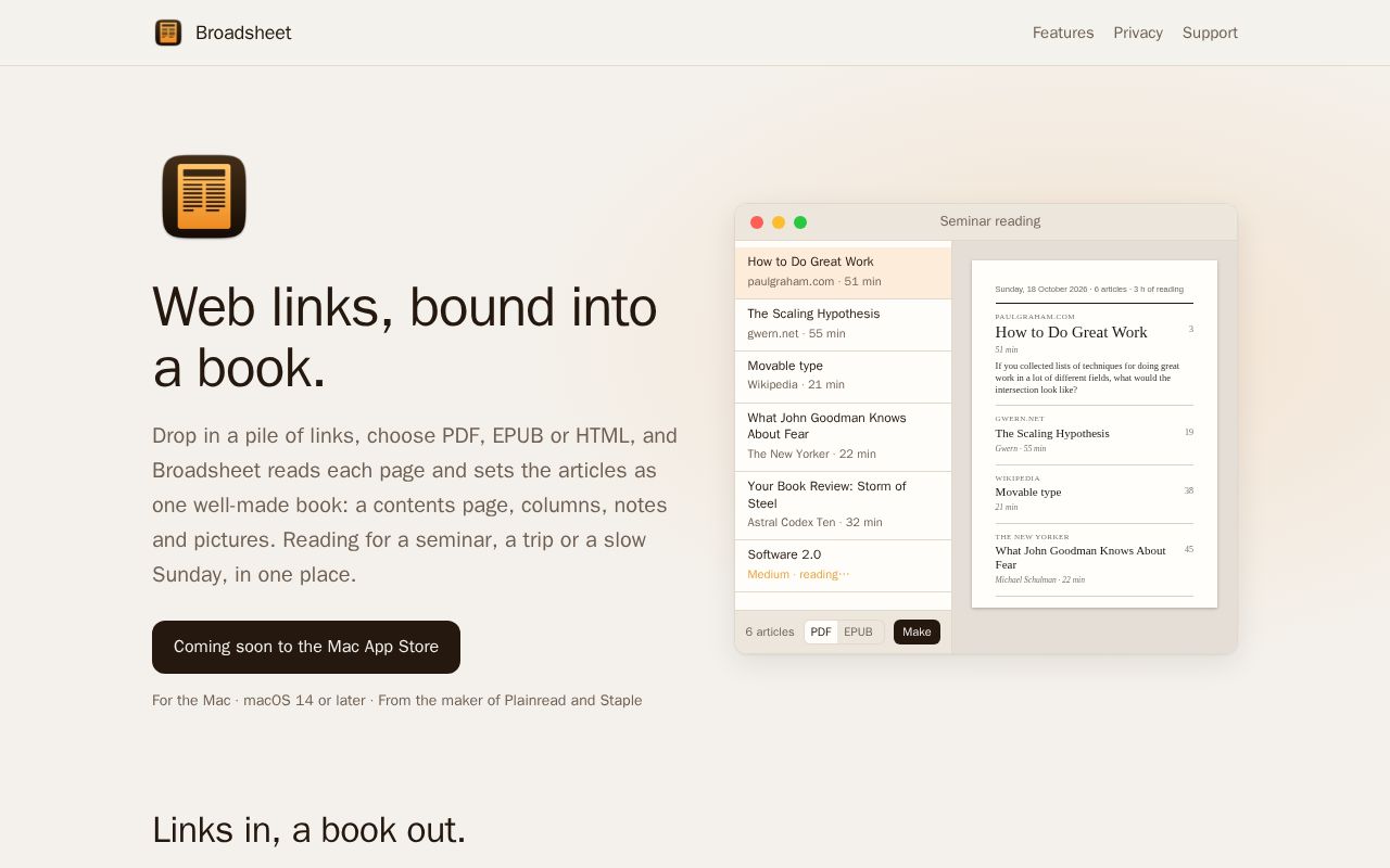 Preview of Broadsheet: web links, bound into a book