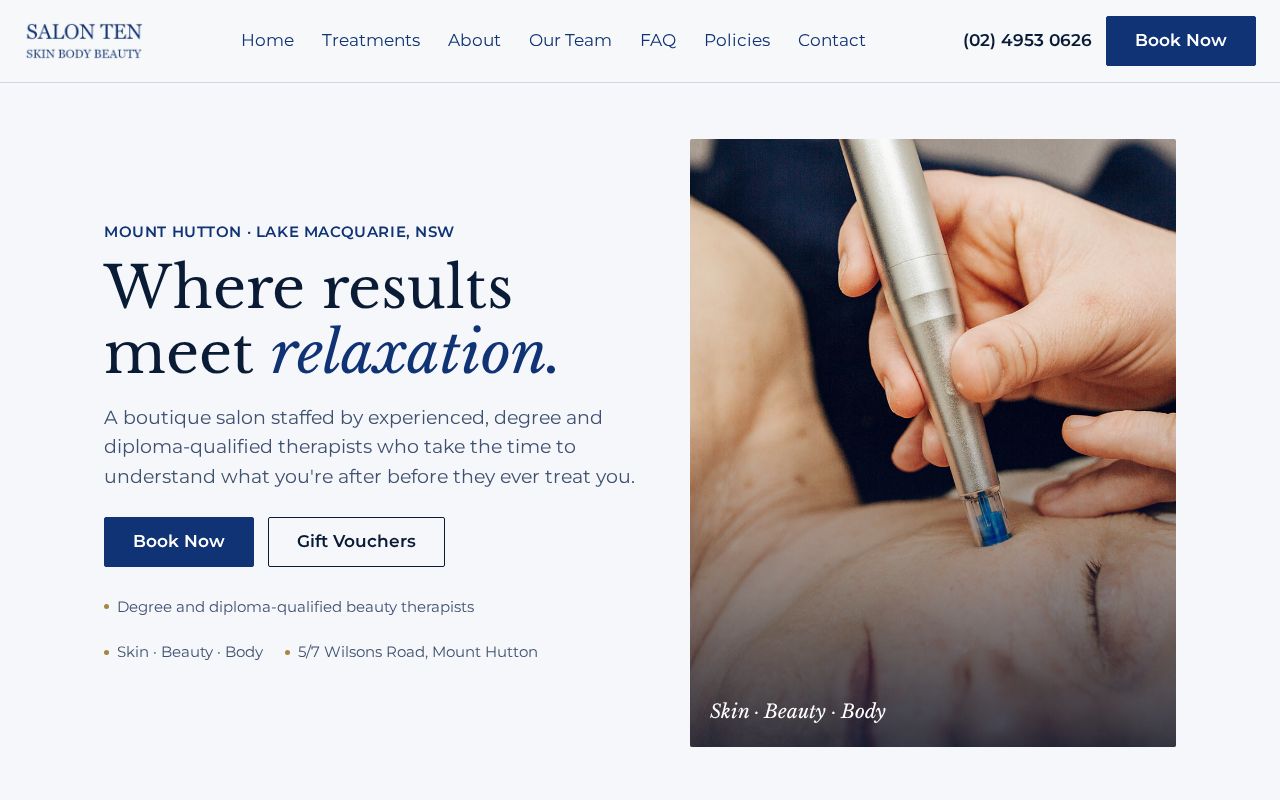 Preview of Preview of proposed new Salon Ten website (not the live site)