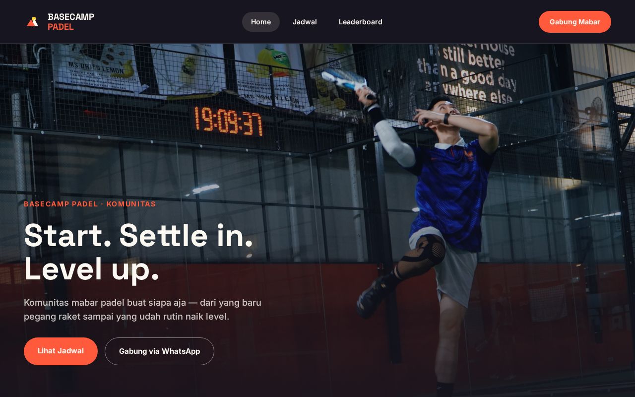 Preview of Basecamppadel Website