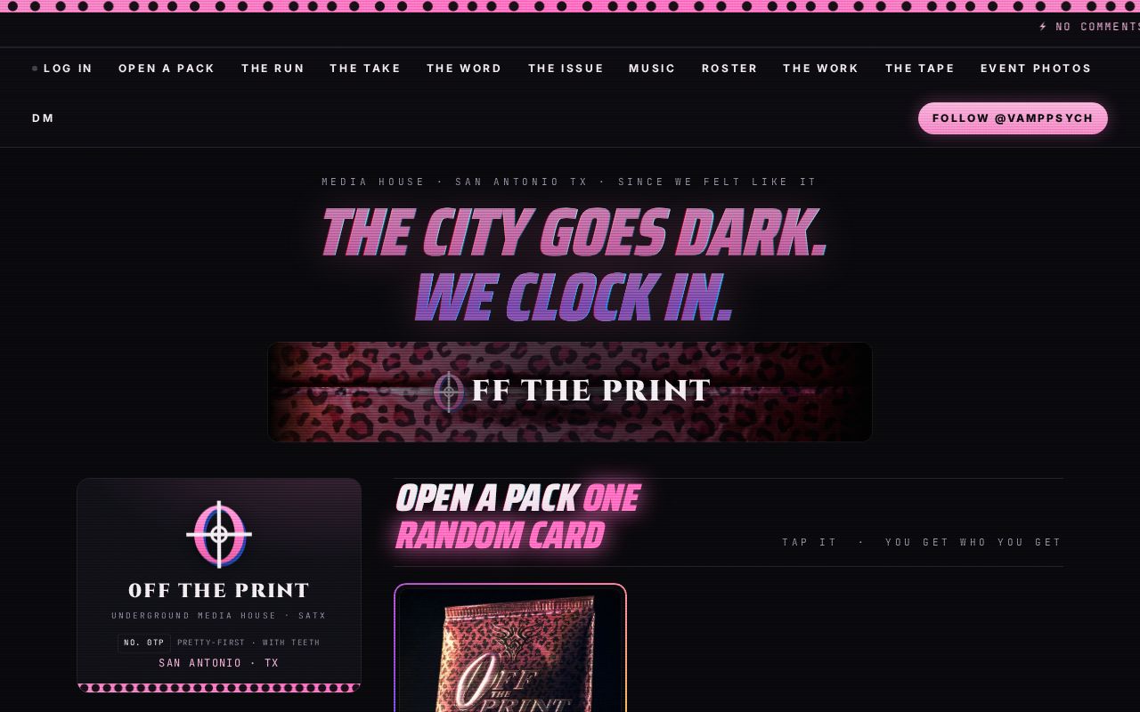 Preview of 0FF THE PRINT · underground media house · San Antonio · 0fftheprint.com