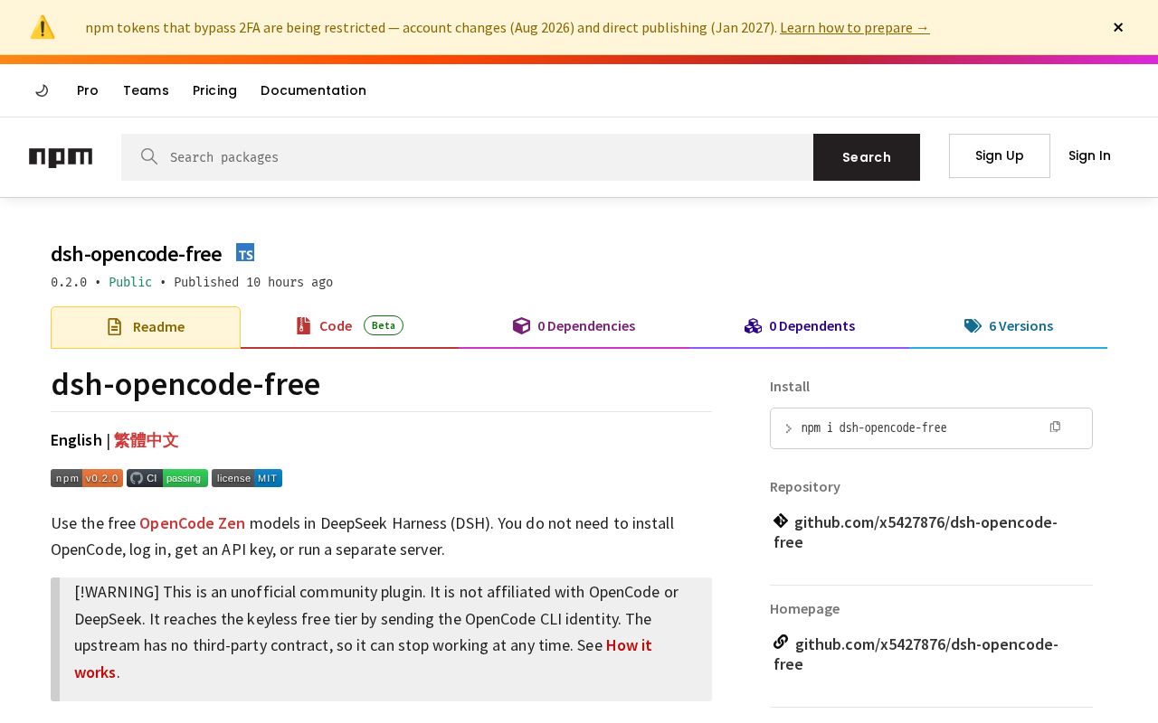 Preview of Dsh Opencode Free