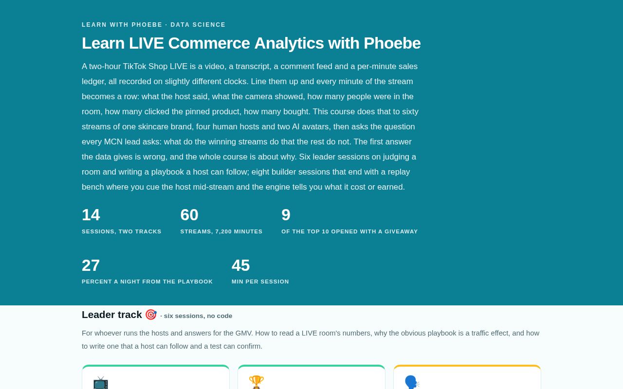 Preview of Learn Live Commerce Analytics With Phoebe