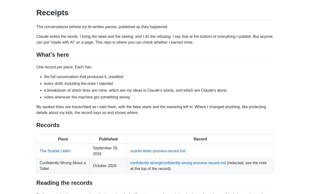 Preview of Receipts