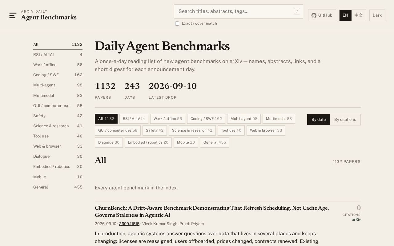 Preview of Daily digest of new agent benchmarks appearing on arXiv