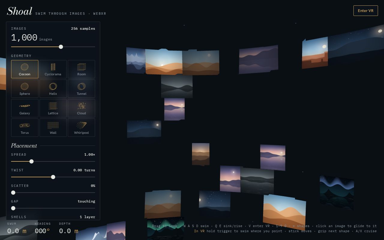 Preview of Swim through thousands of images in VR (WebXR, Meta Quest)