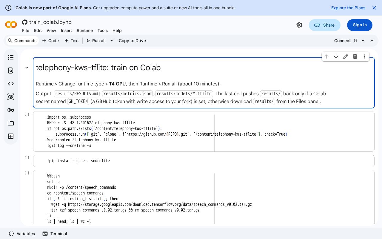 Preview of Telephony Kws Tflite