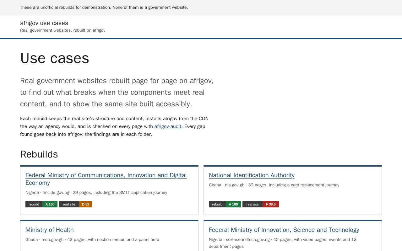 Preview of Afrigov Usecases