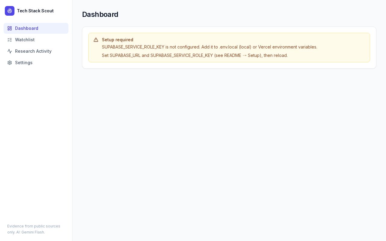 Preview of Tech Stack Scout