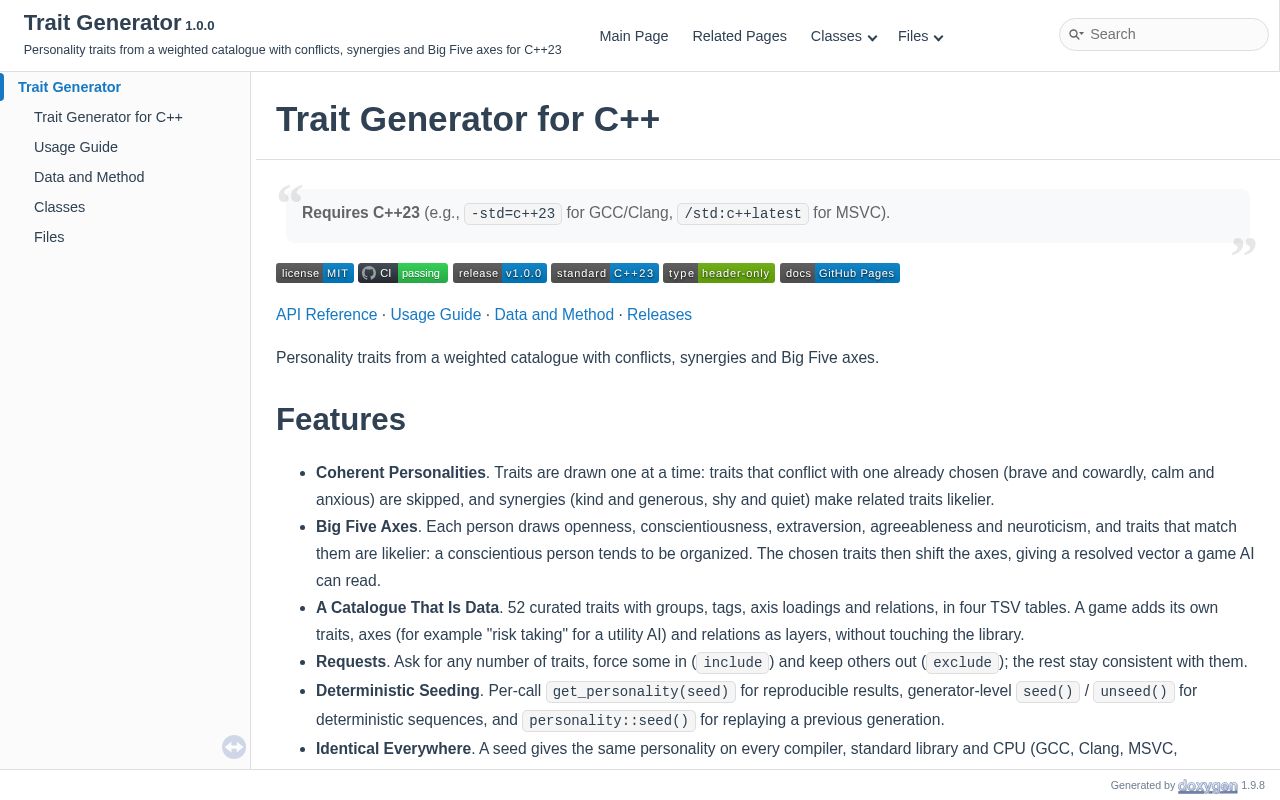 Preview of Trait Generator