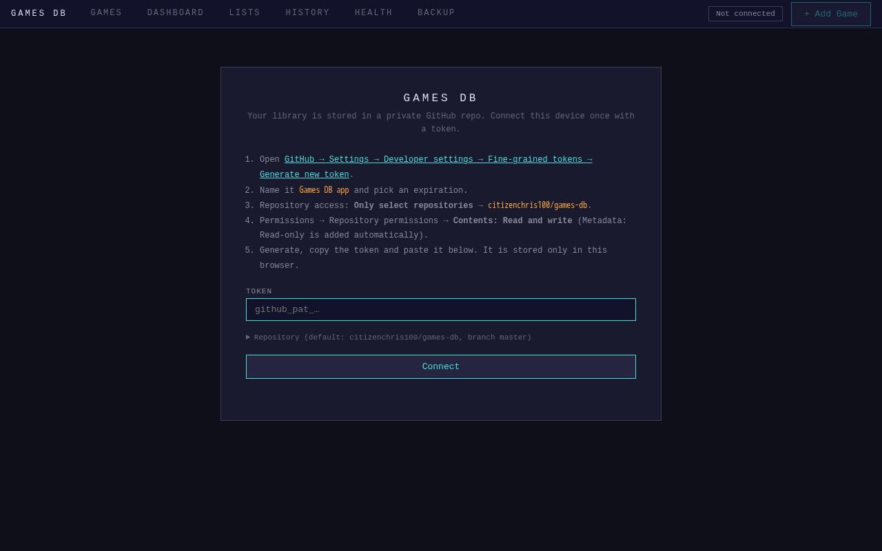 Preview of Games DB