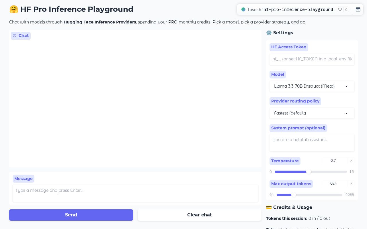 Preview of HF Pro Inference Playground