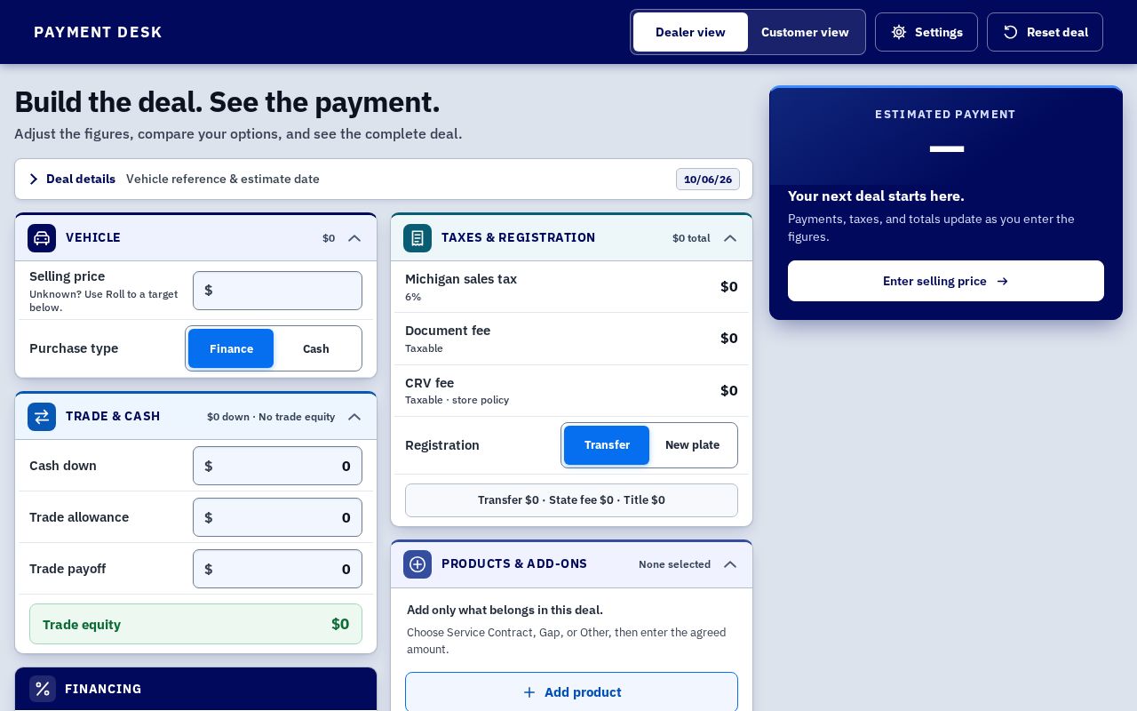 Preview of Payment Desk