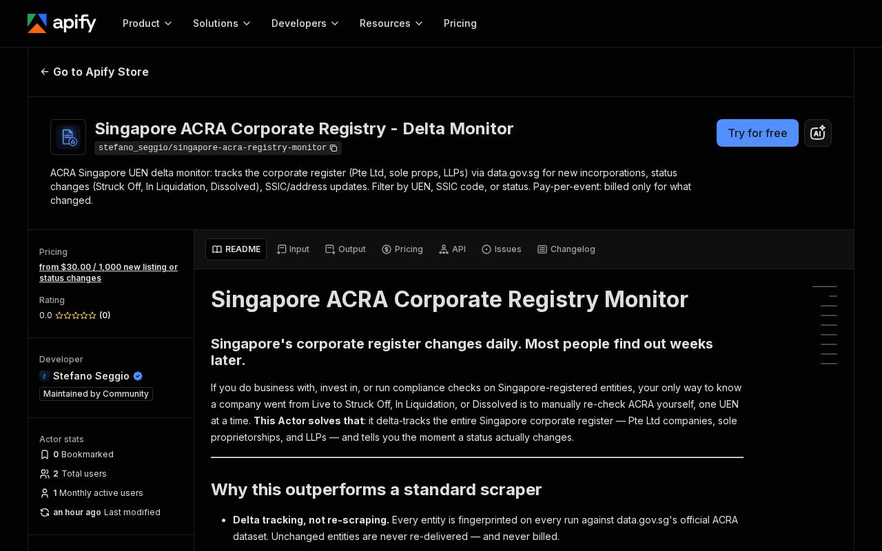 Preview of Singapore Acra Registry Monitor