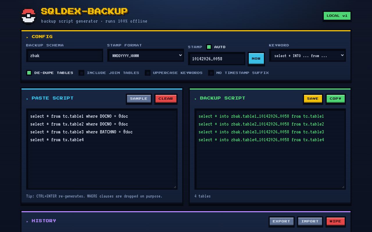 Preview of SQLDEX-BACKUP