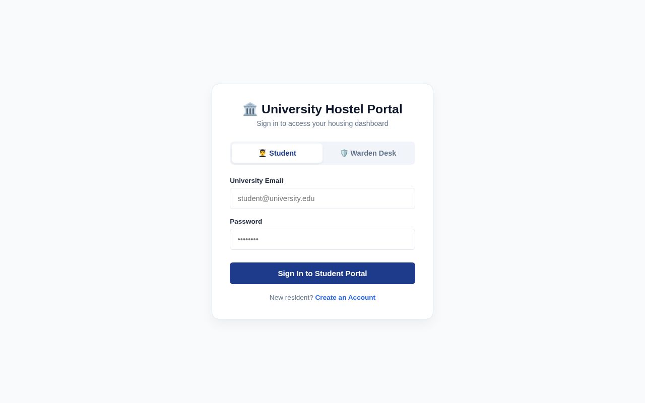 Preview of Hostel Management Portal