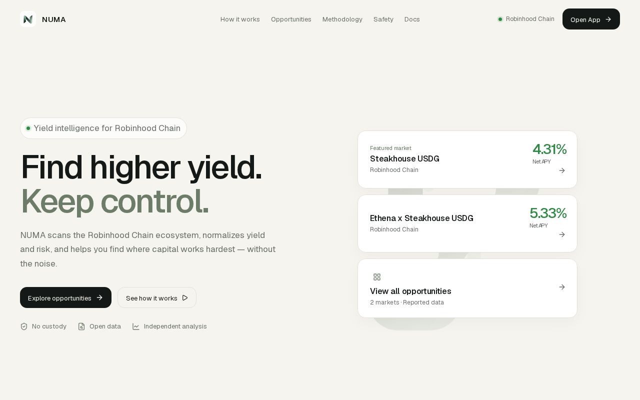 Preview of Read-only yield intelligence for Robinhood Chain.
