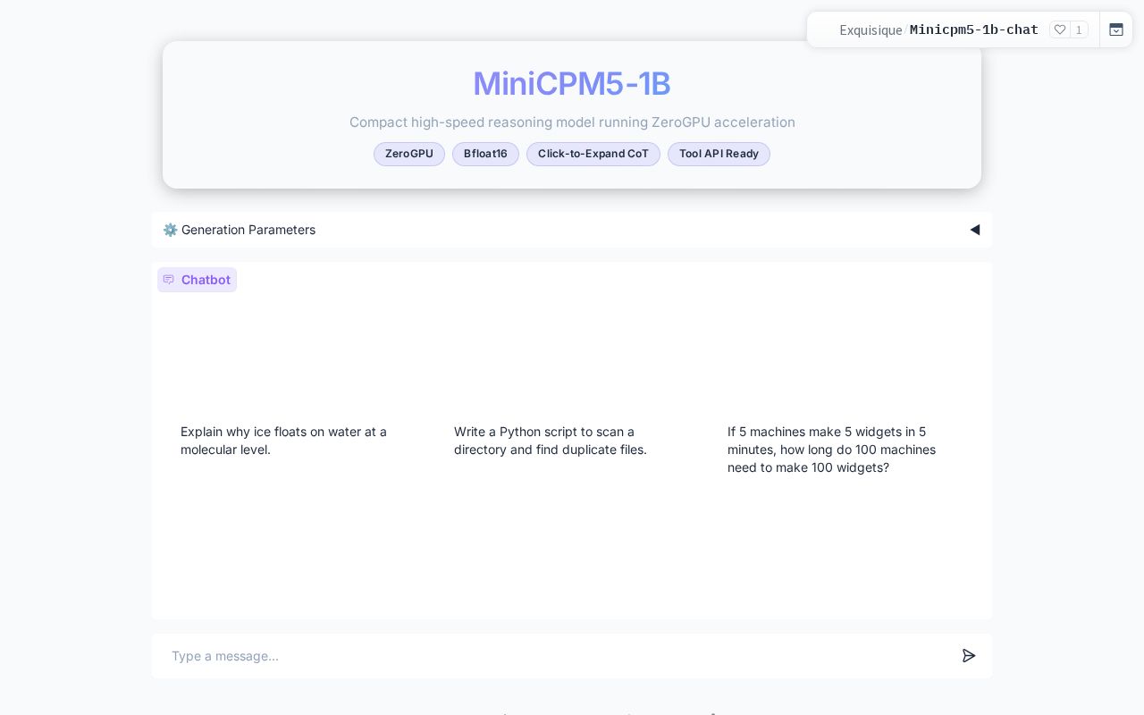 Preview of Minicpm5 1b Chat