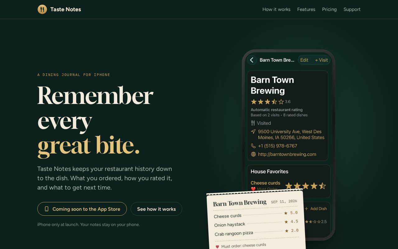 Preview of Tastenotes