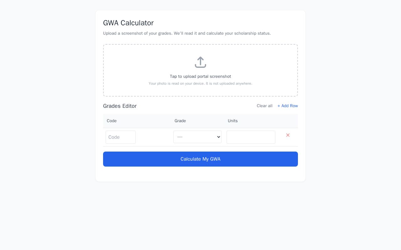 Preview of GWA Calculator