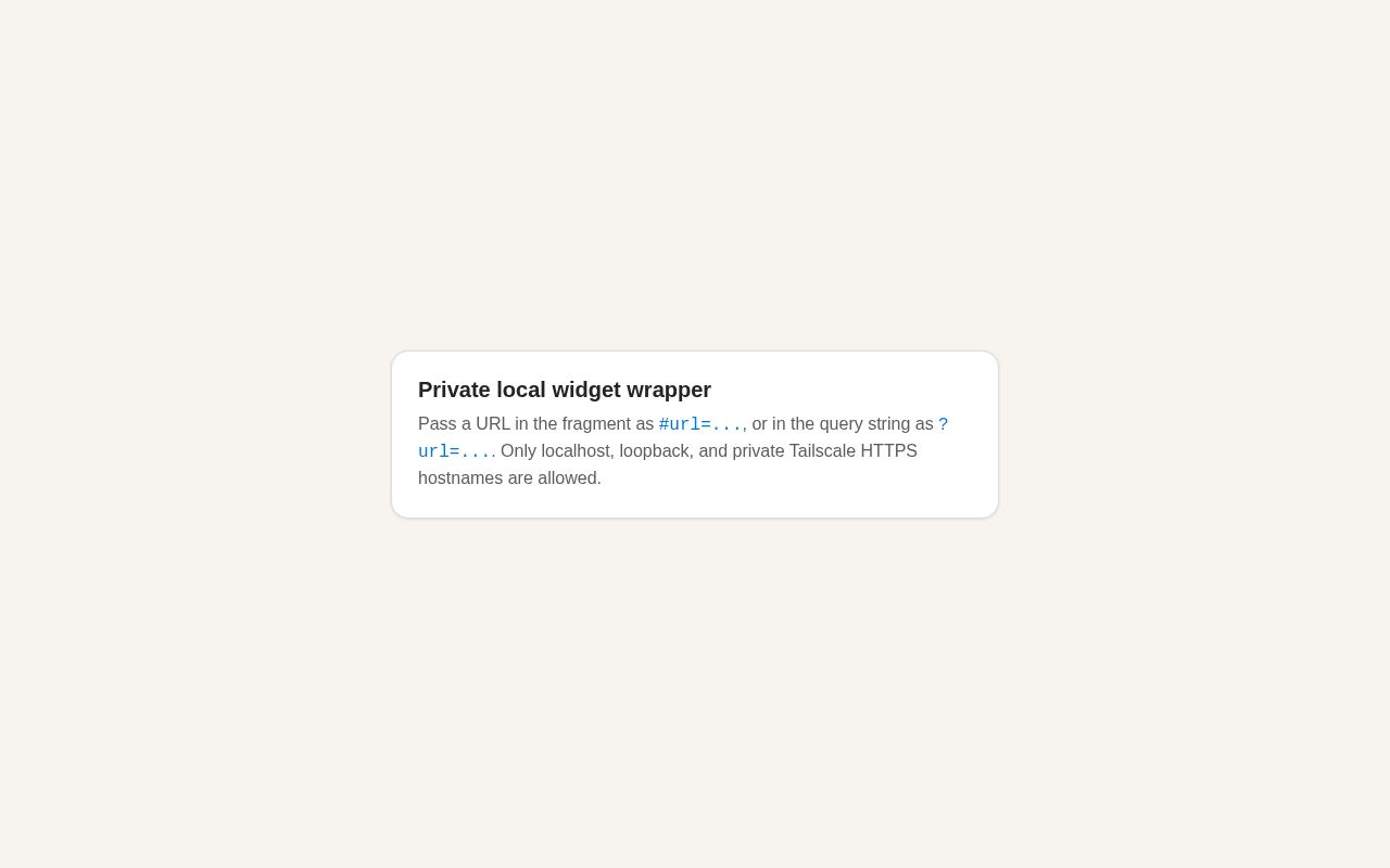 Preview of Restricted static iframe wrapper for testing private local widgets in Notion