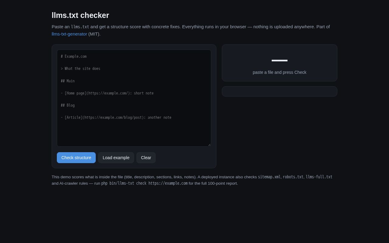 Preview of llms.txt Checker