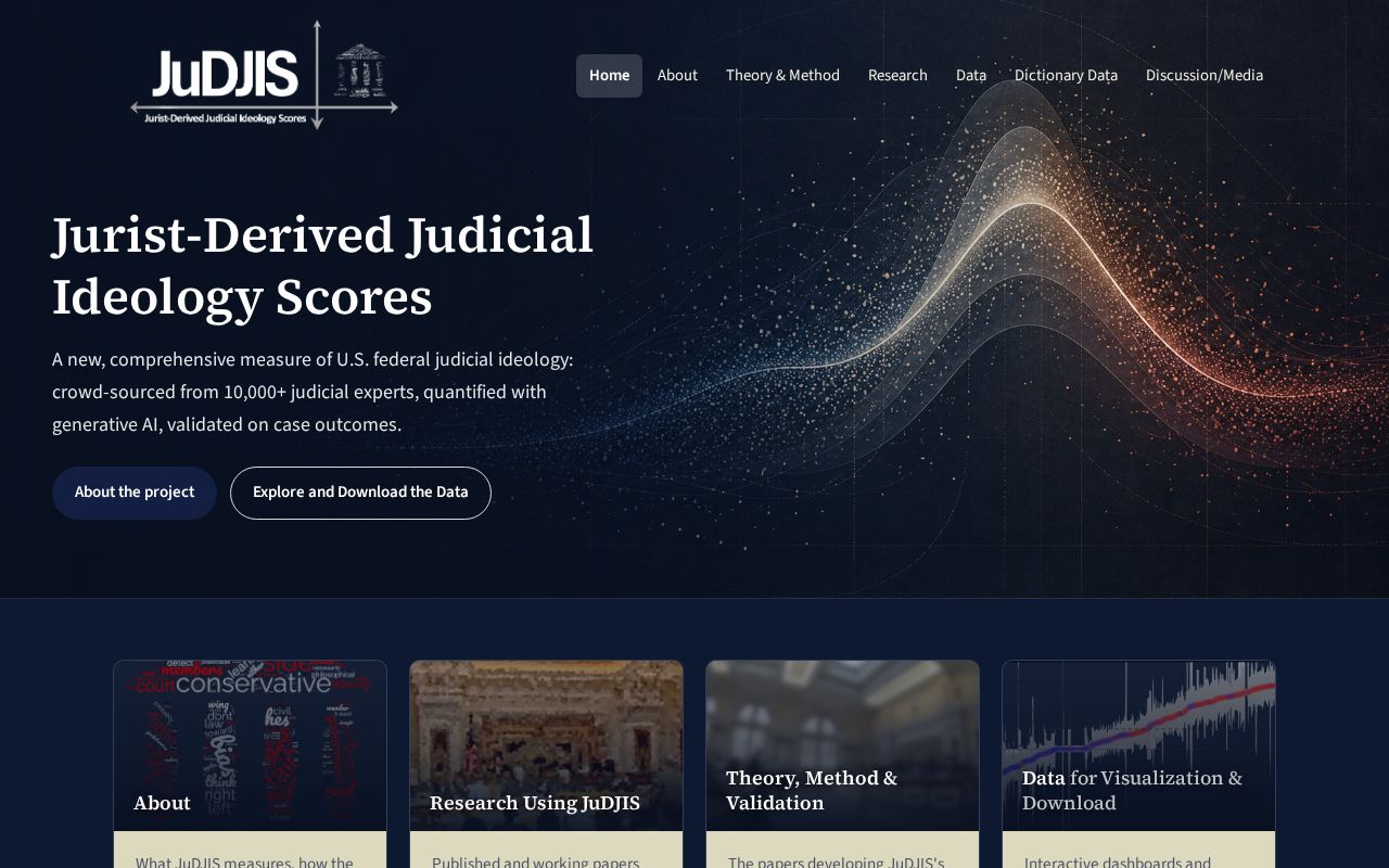 Preview of JuDJIS — Jurist-Derived Judicial Ideology Scores (redesigned static site)