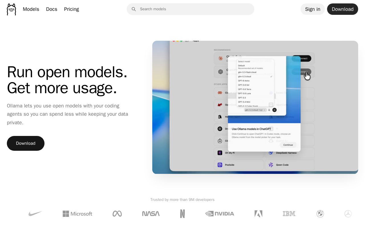Preview of Ollama · Run AI models locally and in the cloud