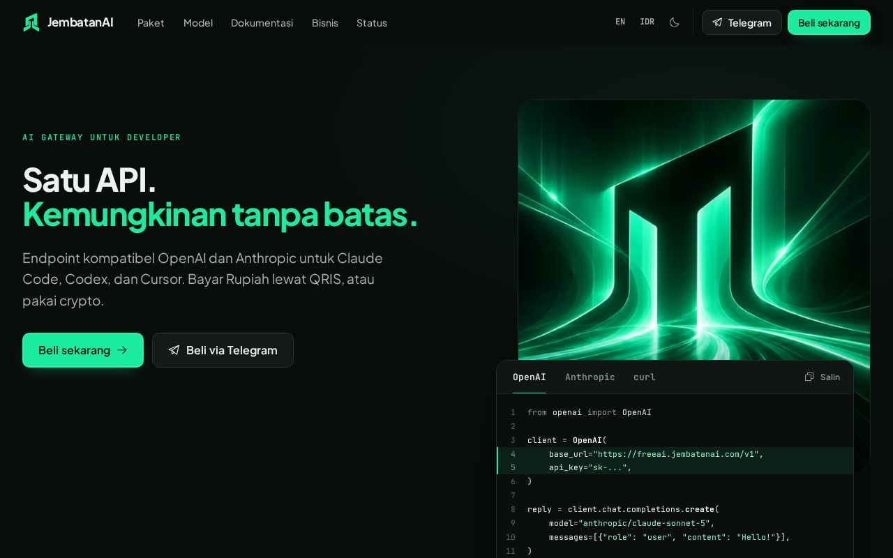 Preview of FreeAI by JembatanAI