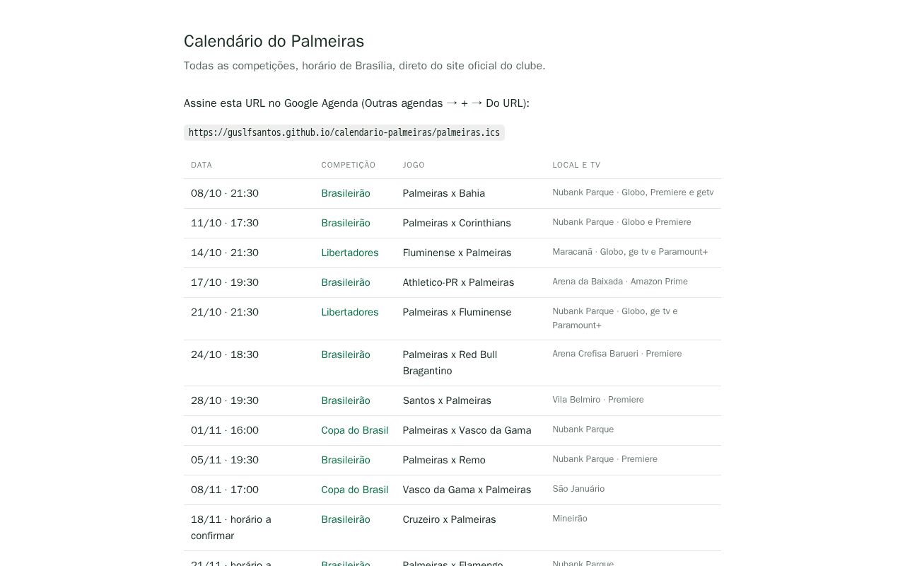 Preview of Calendario Palmeiras