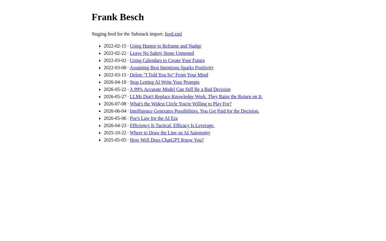Preview of Static RSS feed used once to import LinkedIn essays into Substack