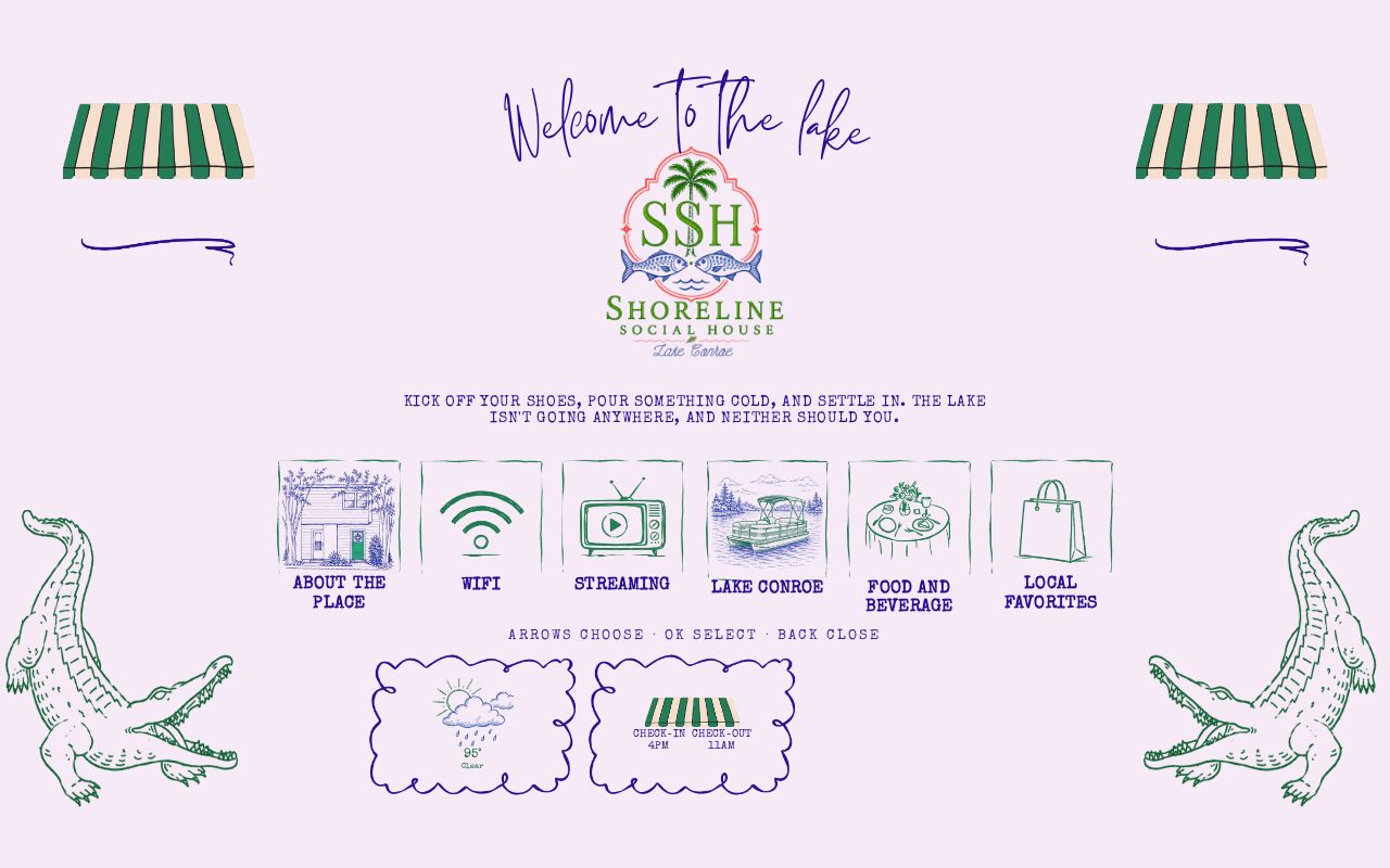 Preview of Production guest welcome screen for Shoreline Social House
