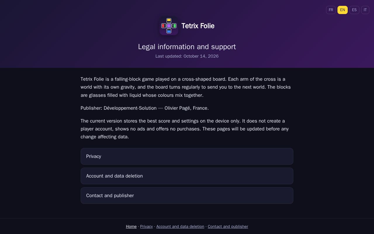 Preview of Legal information and support