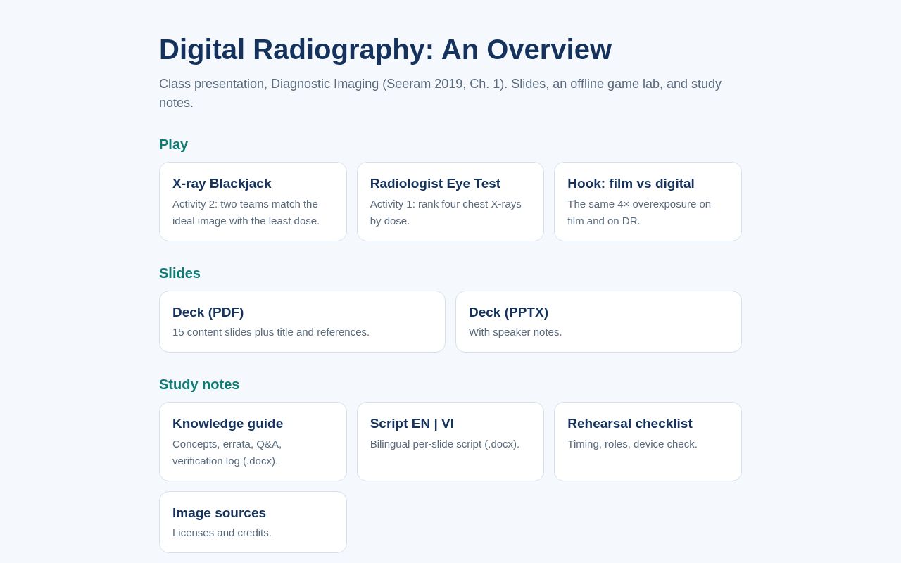 Preview of Digital Radiography: An Overview