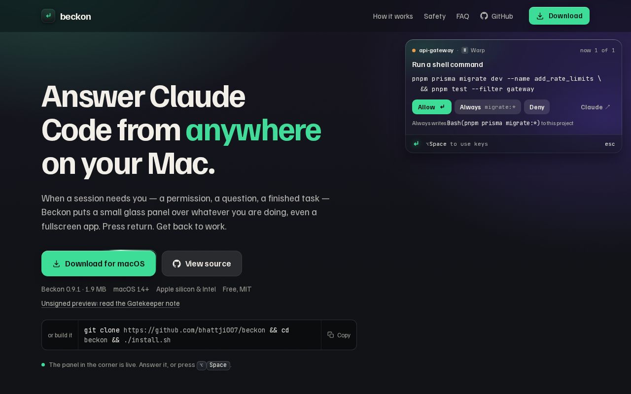 Preview of Beckon