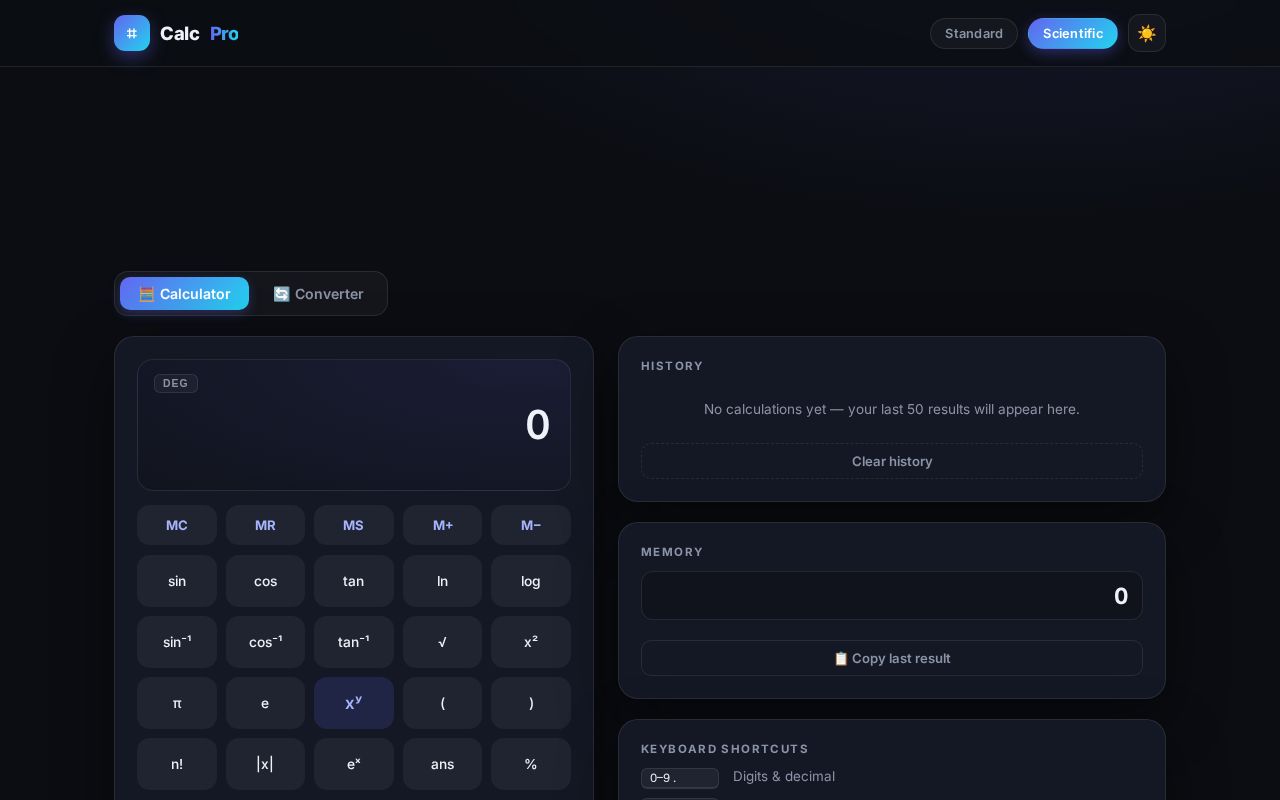 Preview of Minimal Calculator