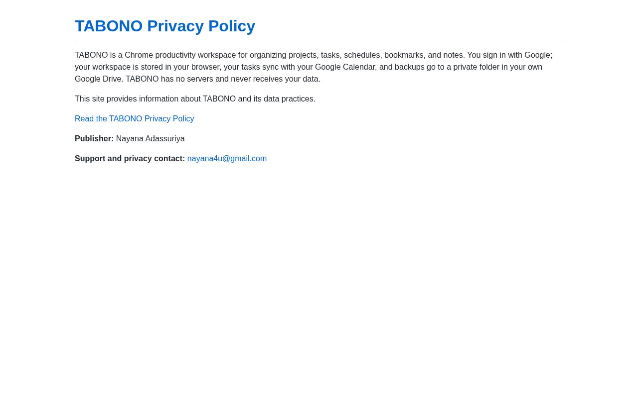 Preview of Tabono Privacy Policy
