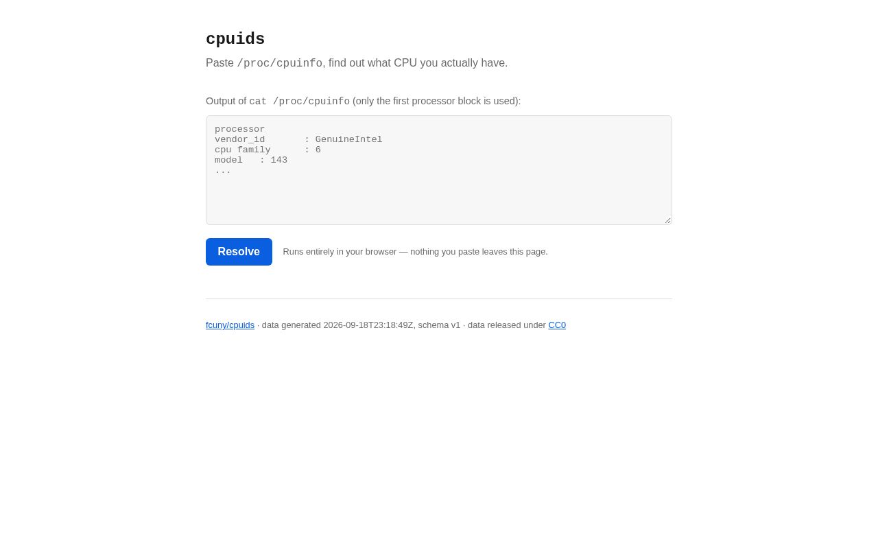 Preview of Cpuids